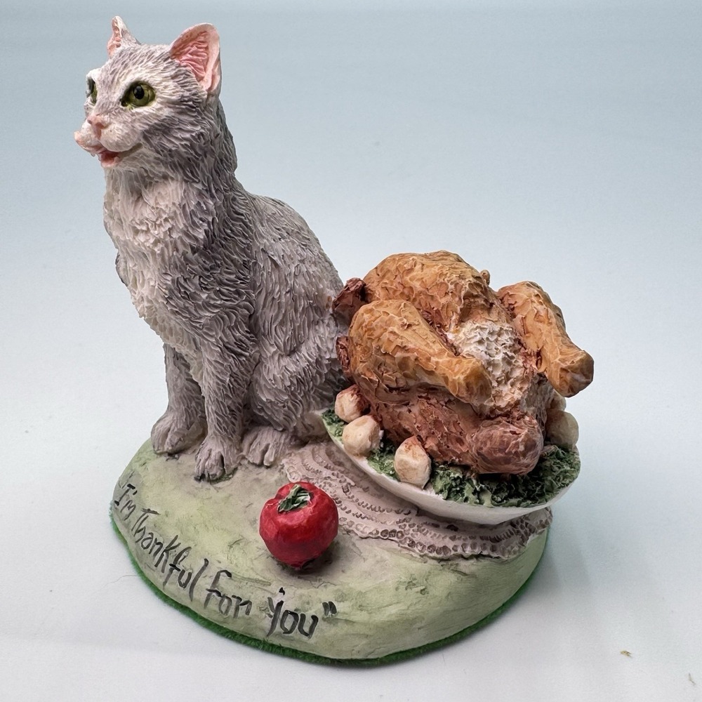 Lowell Davis "I'm Thankful For You" Figurineโ Cat Turkey Thanksgiving Season BFA